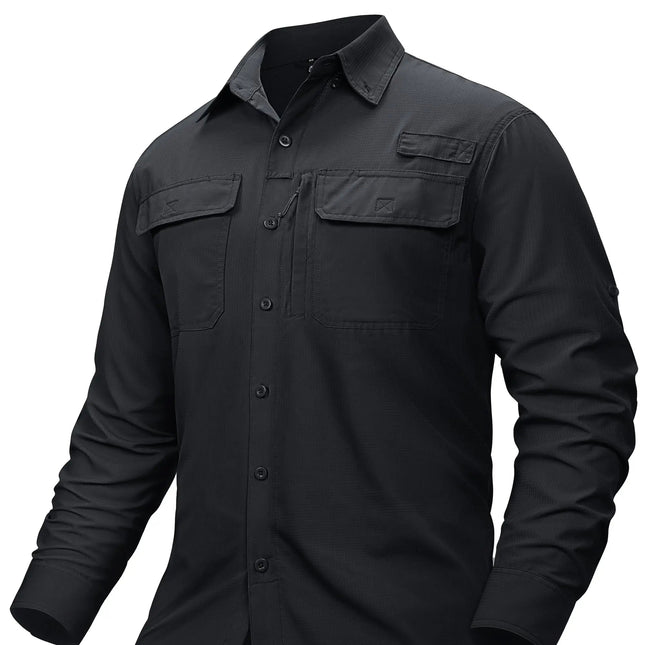 Hurtigtørkende Fiske- og Tur-Skjorte for Menn – UPF 50+ Solbeskyttelse | Pustende Skjorte med Mesh og Lommer