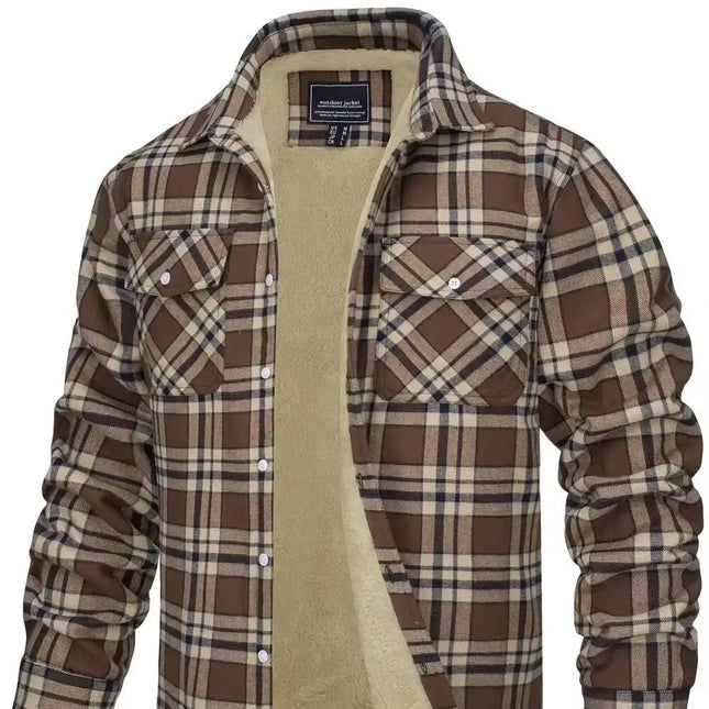 Herrejakke – Varm Flanellskjorte med Fleecefôr | Rutete Vinterjakke til Arbeid & Fritid