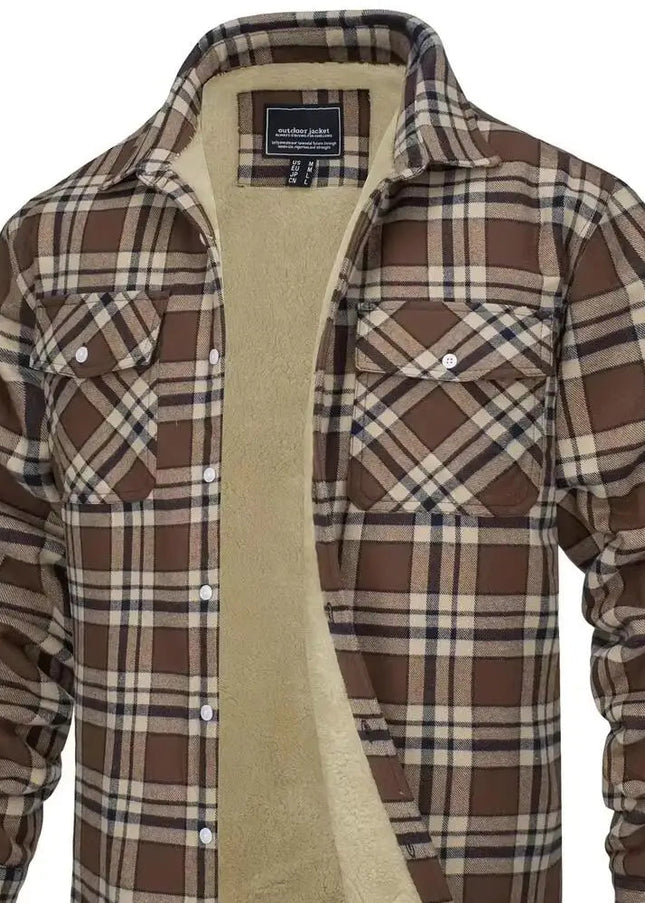 Herrejakke – Varm Flanellskjorte med Fleecefôr | Rutete Vinterjakke til Arbeid & Fritid