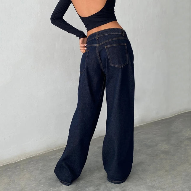 Y2K Baggy Jeans – Lav Midje & Vide Bein for Kvinner