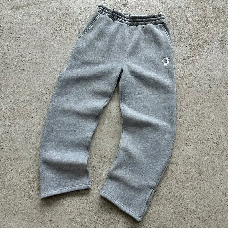 Trendy Joggebukser for Menn og Kvinner – Løse Wide Leg Sweatpants med Brodert Logo og Lommer | Streetwear & Komfort i Ett