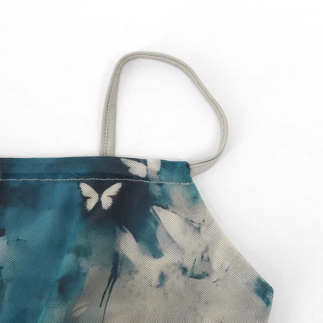 Sommerkjole med Sommerfugltrykk – Ermeløs Maxikjole med Stropper