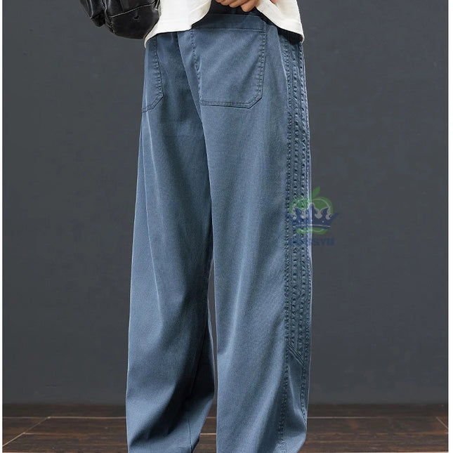 Sommerbukser for Herre i Lyocell – Løse, Vide Joggebukser med Elastisk Midje (opp til 5XL)