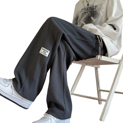 Grå Joggebukse for Menn – Vide Ben og Rett Passform | Komfortable Sportsbukser til Høst og Vinter