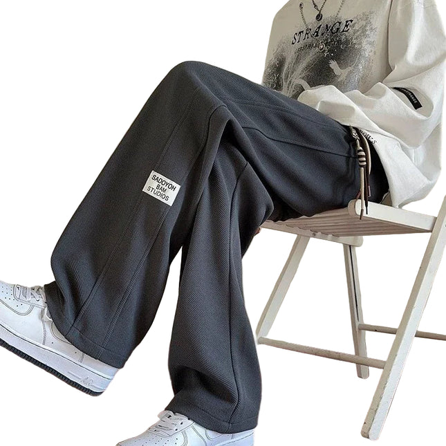 Grå Joggebukse for Menn – Vide Ben og Rett Passform | Komfortable Sportsbukser til Høst og Vinter