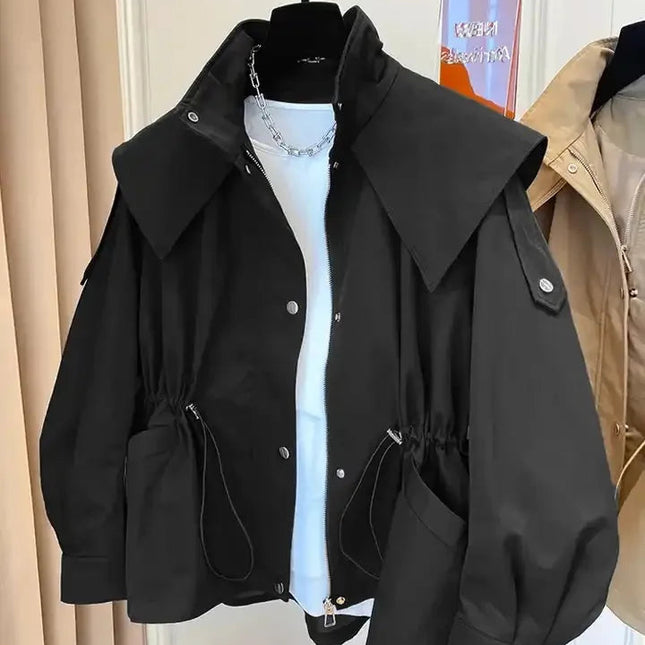 Kort Trenchjakke for Dame – Elegant Kort Jakke med Party-Design og Lange Ermer | Koreansk Vintage Stil & Komfortabel Passform