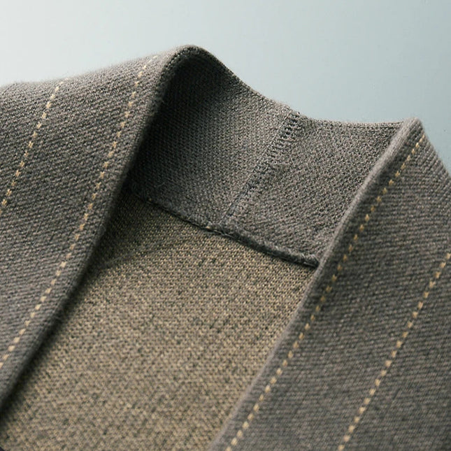 Herre Strikket Ulljakke – Varm Business Cardigan i Kasjmirblanding