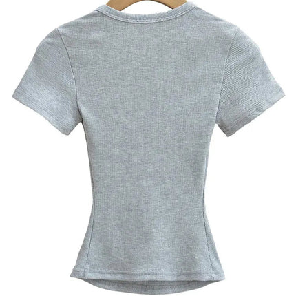 Sommerlig Kvadratisk Hals Crop Top – Kortermet Slim Fit
