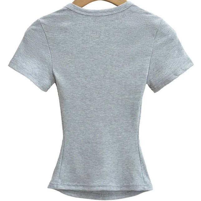 Sommerlig Kvadratisk Hals Crop Top – Kortermet Slim Fit