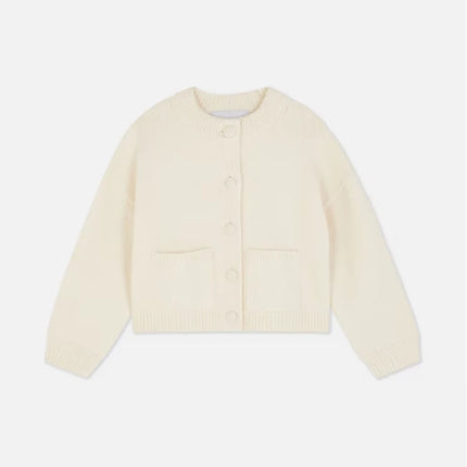 Klassisk strikkecardigan – rund hals, hel erme, løs passform (dame)