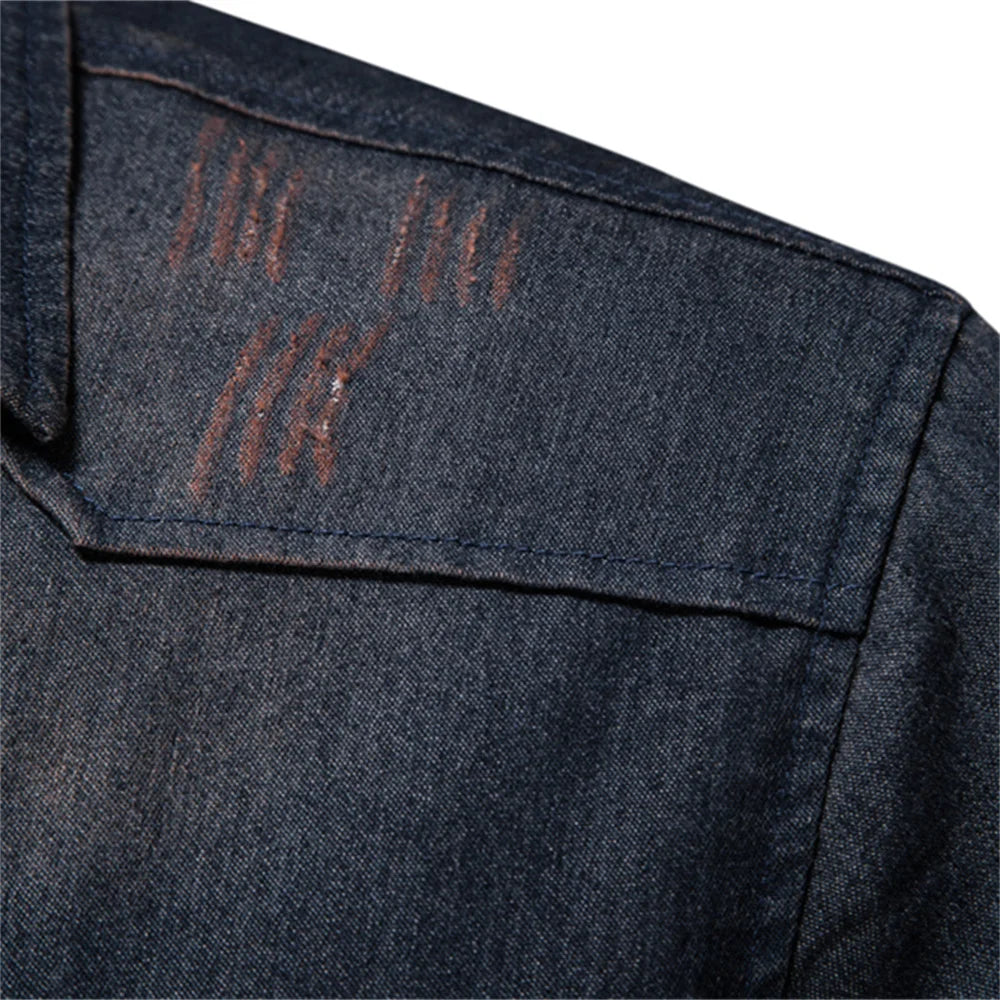 Slim Fit Denimskjorte for Herre – Elastisk Bomull og Klassisk Cowboy-stil med Moderne Passform