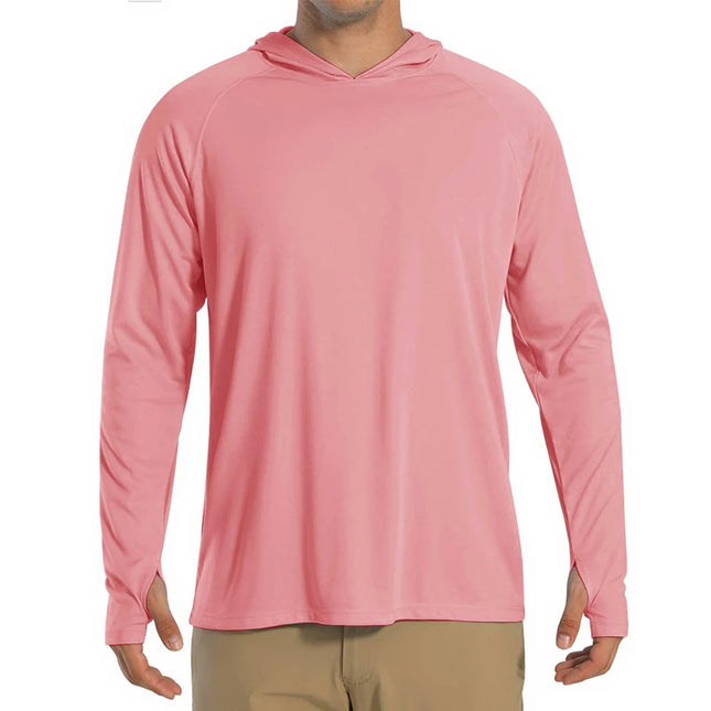 Herre UV-Beskyttende Hettegenser – UPF 50+ Langermet T-skjorte | Hurtigtørkende Sommer- & Treningsplagg