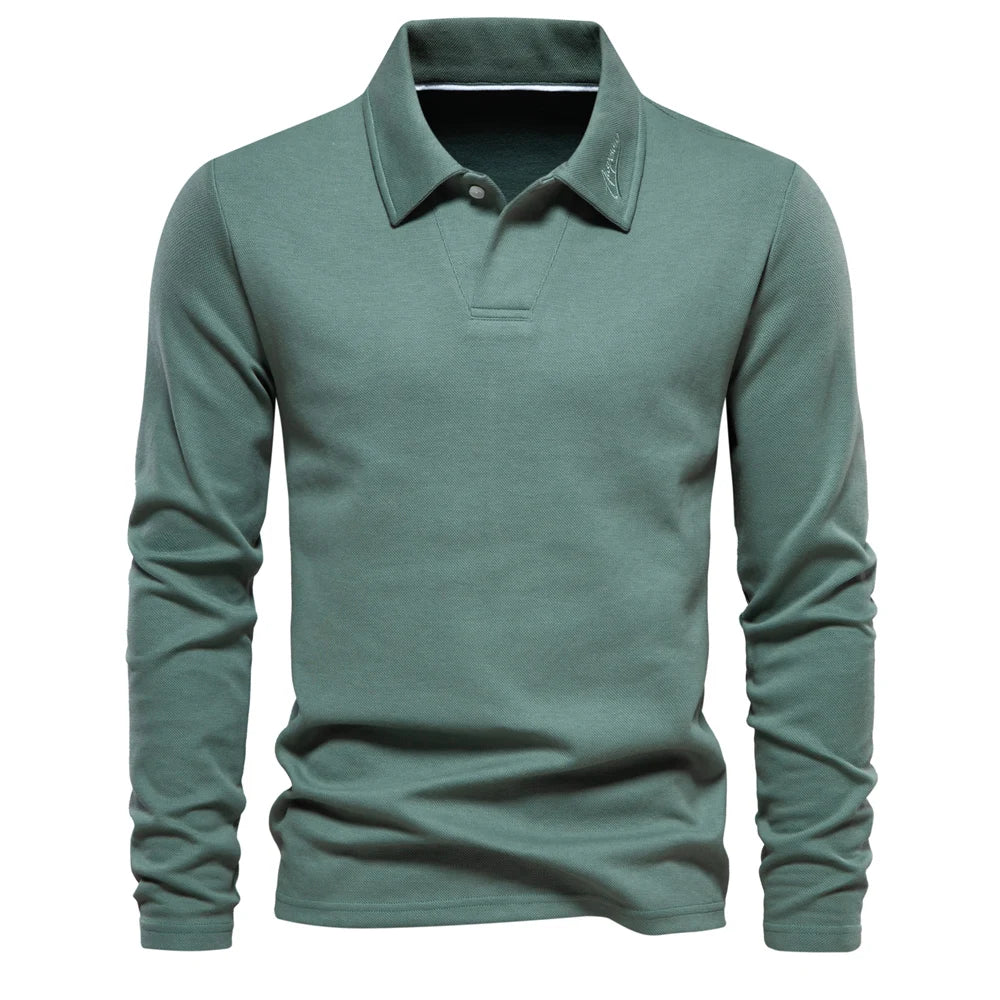 Herre Polo Skjorte med Broderi – Klassisk Krage & Luksuriøs Golfstil
