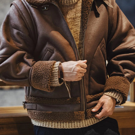 Vintage B3 Bomberjacke für Herren – Skinnjacke aus Fleece