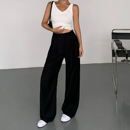 Vide Dressbukser for Dame – Høyt Liv & Elegant Snitt | Løse Kontorbukser med Flytende Fall til Høst 2025