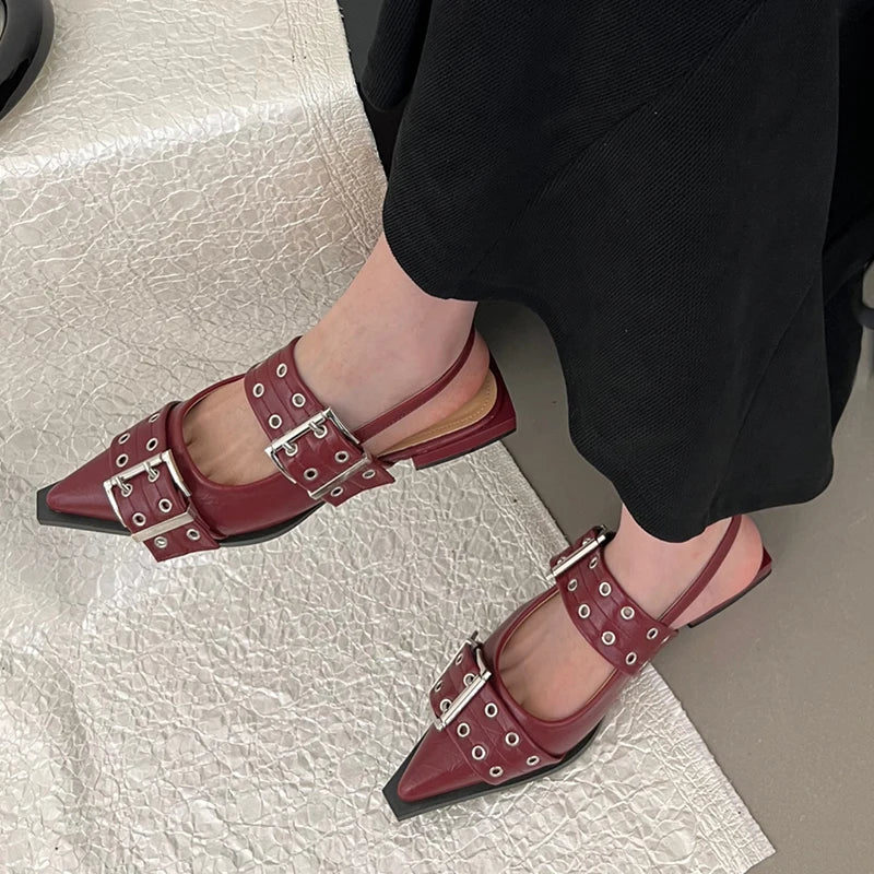 Elegante Slingback Flats med Spenne – Komfort og Stil for Damer
