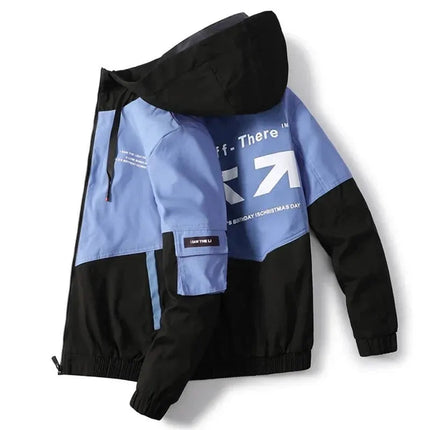 Herrejakke – Koreansk Streetwear Stil, Lett Vårjakke med Hette