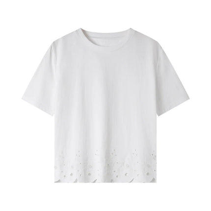 Basic T-skjorte til Dame – Med Brodert Hem & Elegant Hverdagsstil