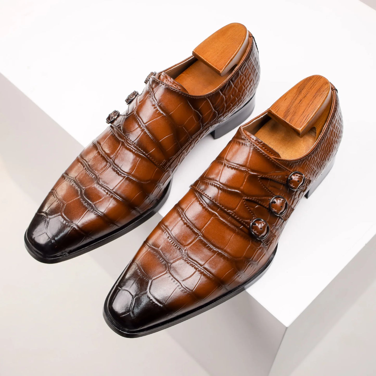 Herresko i Skinn – Elegante Business- og Dressko med Spenne