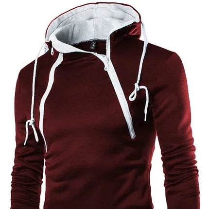 Herre Hoodie med Glidelås og Høy Hals – Langermet Genserjakke i Sort | Komfortabel og Stilig Sweatshirt til Høst og Vinter