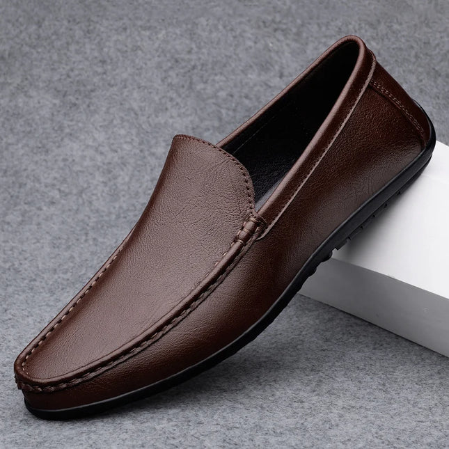 Herre Loafers i Ekte Skinn – Håndlagde Slip-on Mokasiner med Myk Såle