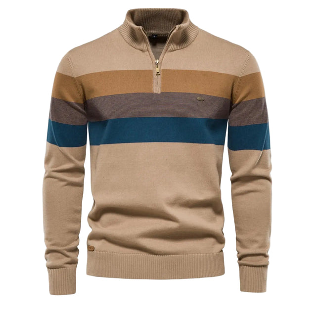 Herregenser med Høy Krage og Glidelås – Myk Bomullsgenser til Høst og Vinter | Varm og Elegant Pullover i Klassisk Stil