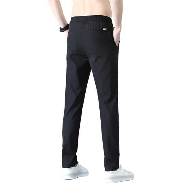 Tynne Herrebukser til Vår og Sommer – Grønn, Ensfarget med Applikasjonsdetaljer og Lommer