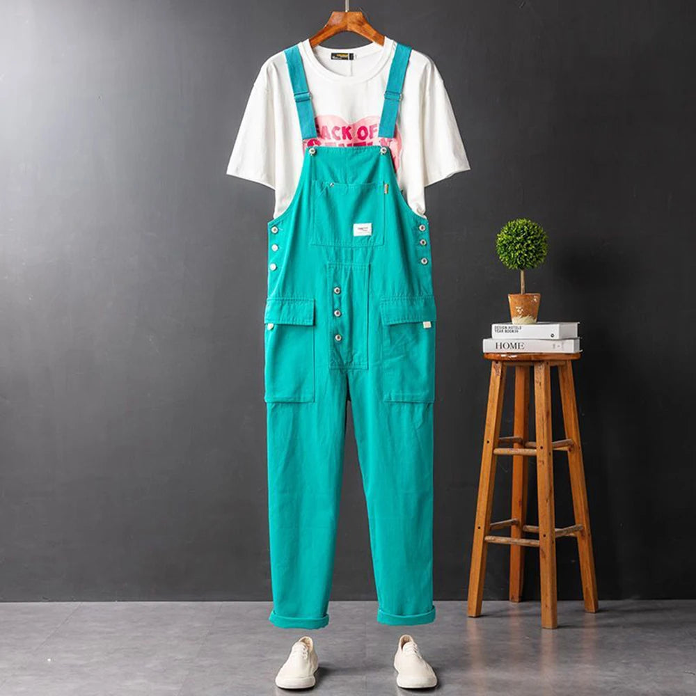 Retro Arbeidsoverall for Herre – Løs Passform i Khaki, Trendy Streetwear-Stil (2024 Nyhet)