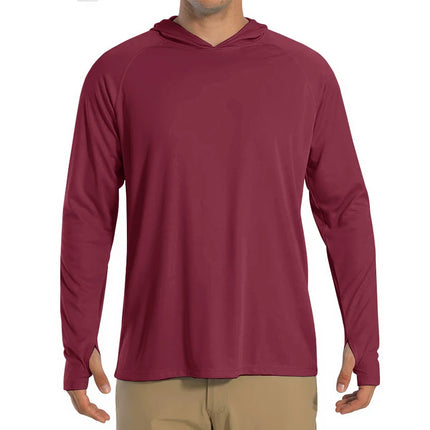 Herre UV-Beskyttende Hettegenser – UPF 50+ Langermet T-skjorte | Hurtigtørkende Sommer- & Treningsplagg
