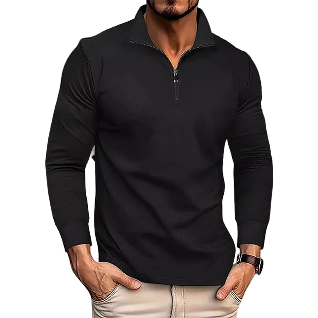 Langermet Polo for Menn – Business Casual med Glidelås | Pustende og Komfortabel Poloskjorte til Vår og Høst