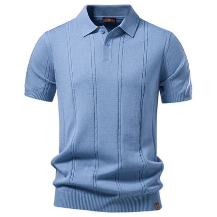 Stripet poloskjorte for menn med sval silkefølelse og klassisk golfstil