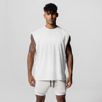 Sommer Singlet med Åpen Side – Mesh Treningstopp uten Ermer for Herre
