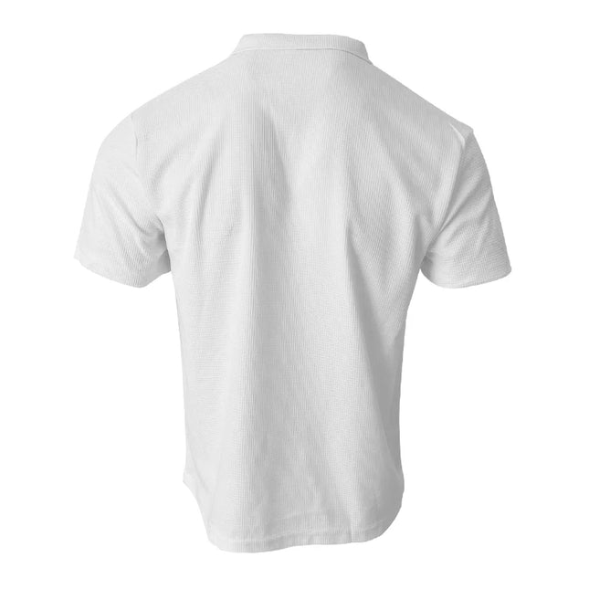 Vaffelstrikket Polo T-skjorte for Herre – Kortermet V-hals med Krage (Sommer 2024)