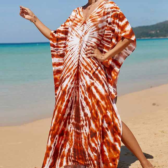 Bohemsk Tie-Dye Kaftan – Elegant, Luftig Maxi Sommerkjole i Rayon