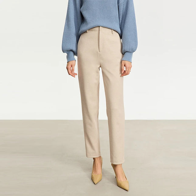 Ullbukser for Kvinner – Ankelkort Minimalistisk Design | Varm, Elegant og Komfortabel Vinterbukse i Klassisk Stil