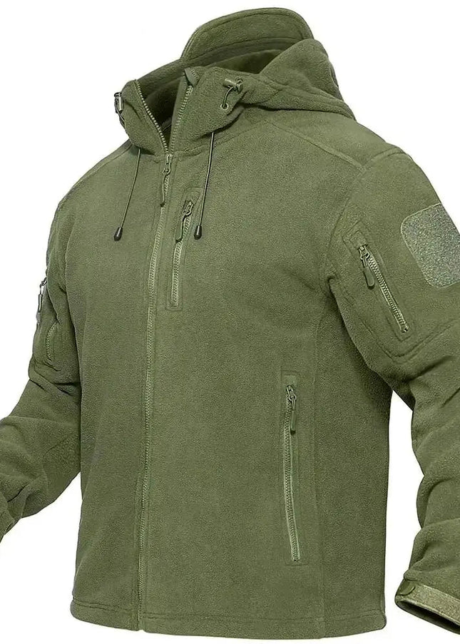 Herre Fleecejakke med Hette – Varm & Vindbeskyttende | Full-Zip Ytterjakke til Vår & Vinter
