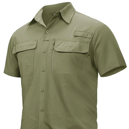 Hurtigtørkende Fiske- og Tur-Skjorte for Menn – UPF 50+ Solbeskyttelse | Pustende Skjorte med Mesh og Lommer