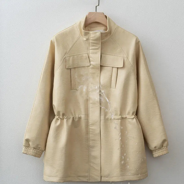 Kunstskinnjakke for Dame – Justerbar Midje & Elegant Design | Trendy Høstjakke 2025