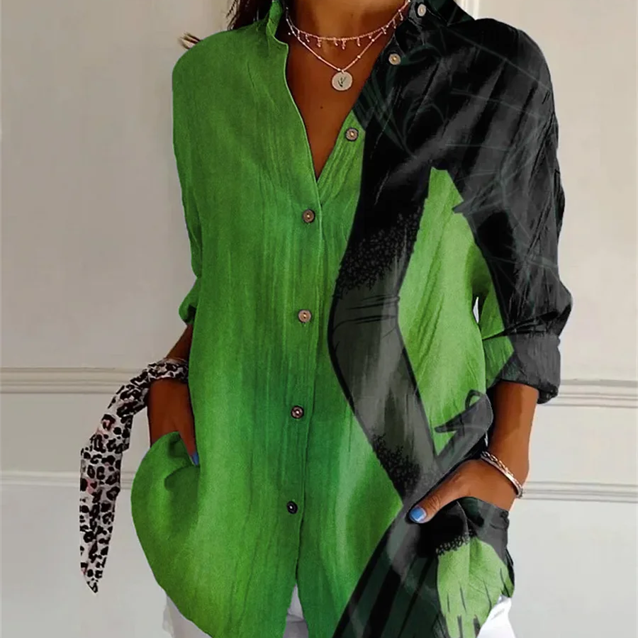 Sommerlig Hawaii-skjorte for Kvinner – 3D Iskrem-Print, Oversize Passform & Festlig Stil