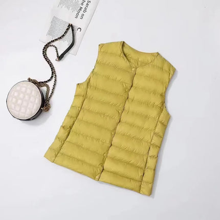 Dame Dunjakke uten Ermer – Ultralett Dunvest i 90% Hvit Andedun | Varm, Pakkbar & Perfekt for Vår & Vinter