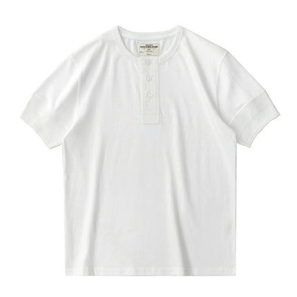Retro Henley T-skjorte til Herre – Vasket Bomull med Amerikansk Vintage Stil