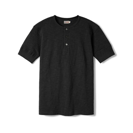 Loopwheel Henley T-skjorte til Herre – 300g Slub Bomull Vintage Stil
