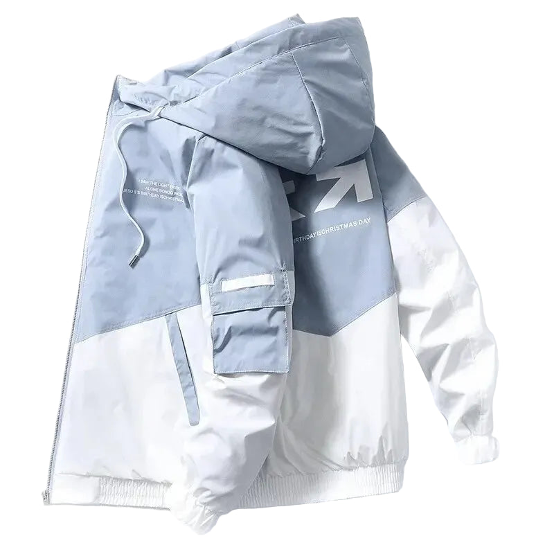 Herrejakke – Koreansk Streetwear Stil, Lett Vårjakke med Hette