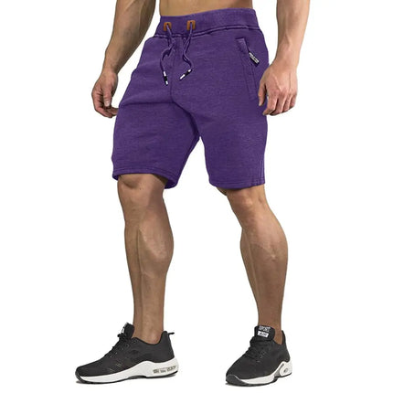 Sommerens Bomullsshorts for Menn – Joggers med Elastisk Liv og Glidelåslommer