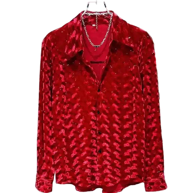 Fløyelsskjorte for Menn – Ensfarget og Trendy Design | Elegant og Varm Skjorte til Høst og Vinter 2024