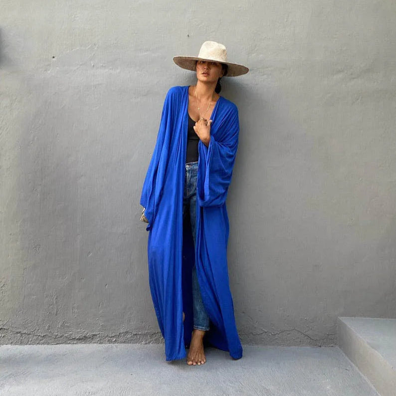 Sommer Kimono Strandkjole – Lett omslagskjole med belte