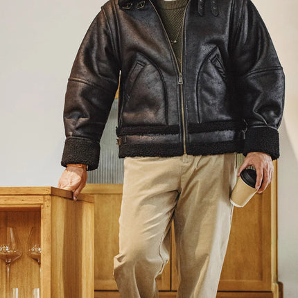 Vintage B3 Bomberjacke für Herren – Skinnjacke aus Fleece