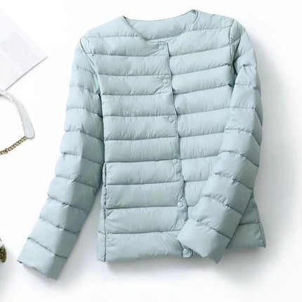 Dame Dunjakke – Ultralett & Slim Fit uten Krage | Varm, Vindavvisende & Lett Jakke