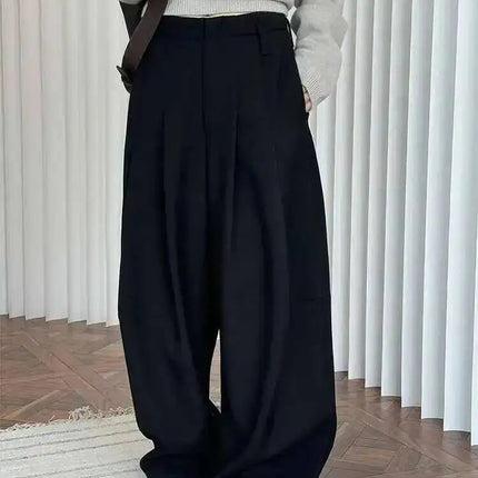 Vinterbukser for Kvinner – Høyt Liv og Vide Ben | Tykk, Elegant og Varm Bukse i Minimalistisk Stil