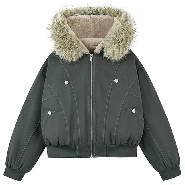 Vinterjakke for Herre med Fuskepelskrage – Tykk, Foret Parkas i Streetwear-stil | Varm Harajuku-inspirert Jakke til Kuldesesongen